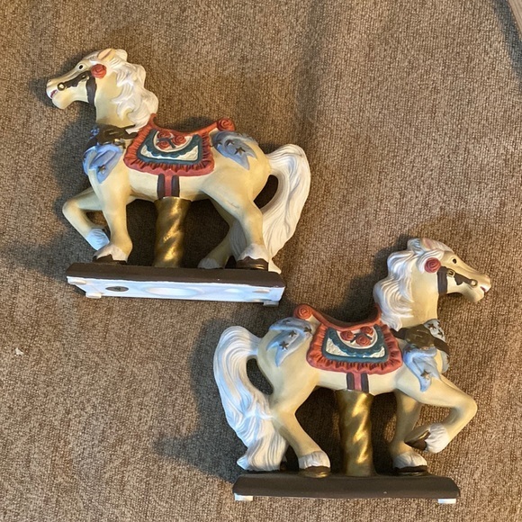 2‎ Partylite Ceramic Porcelain Carousel Horse Candle Stick Holder 6.5" Tall - Picture 2 of 6
